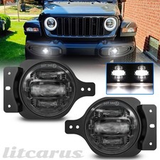 Pair LED Fog Lights Front Bumper Lamps for Jeep Wrangler JL Gladiator Pickup