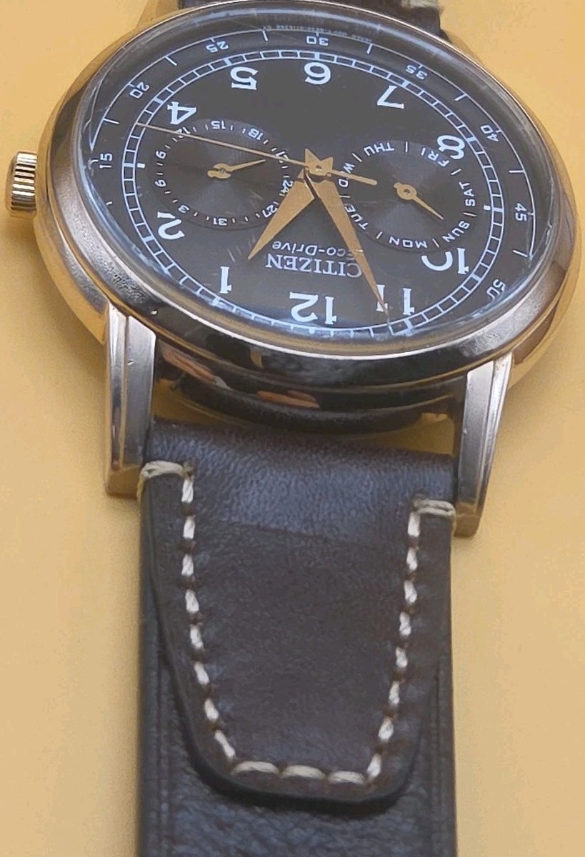 Buy Citizen Eco-Drive 42mm Black Dial Gold Tone Day Date 8635