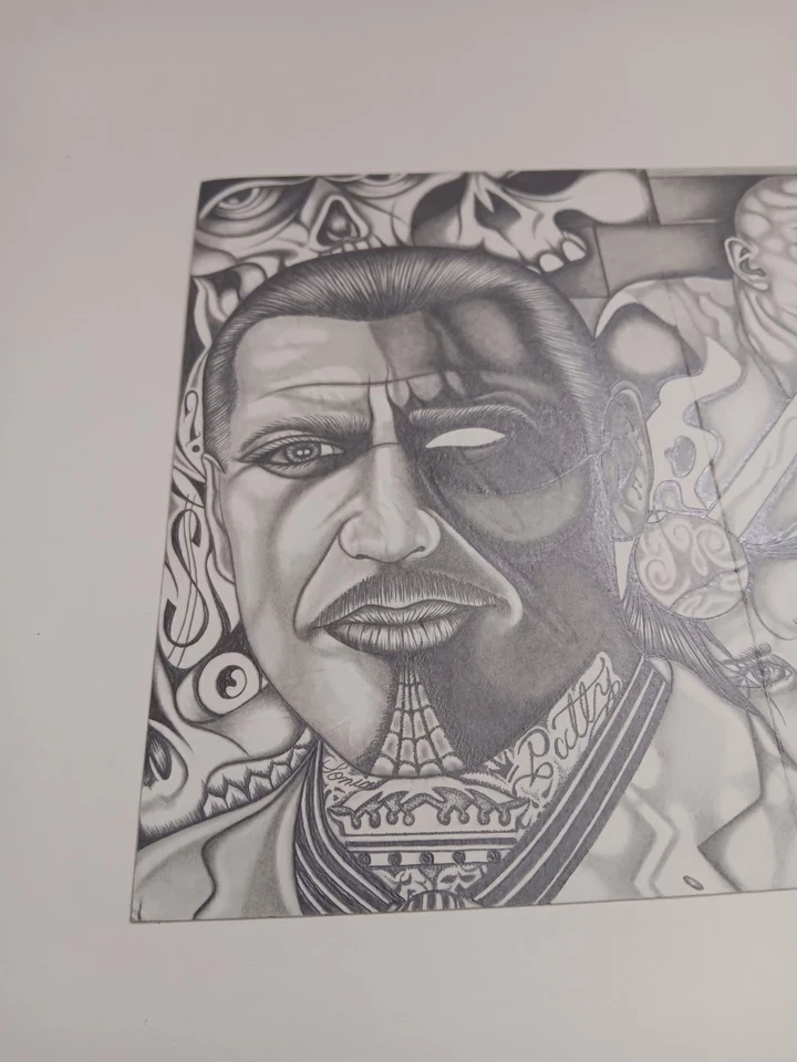 Arte carcelario vintage por artistas amenaza título voces tocando en mi cabeza. Foto 4 de 4