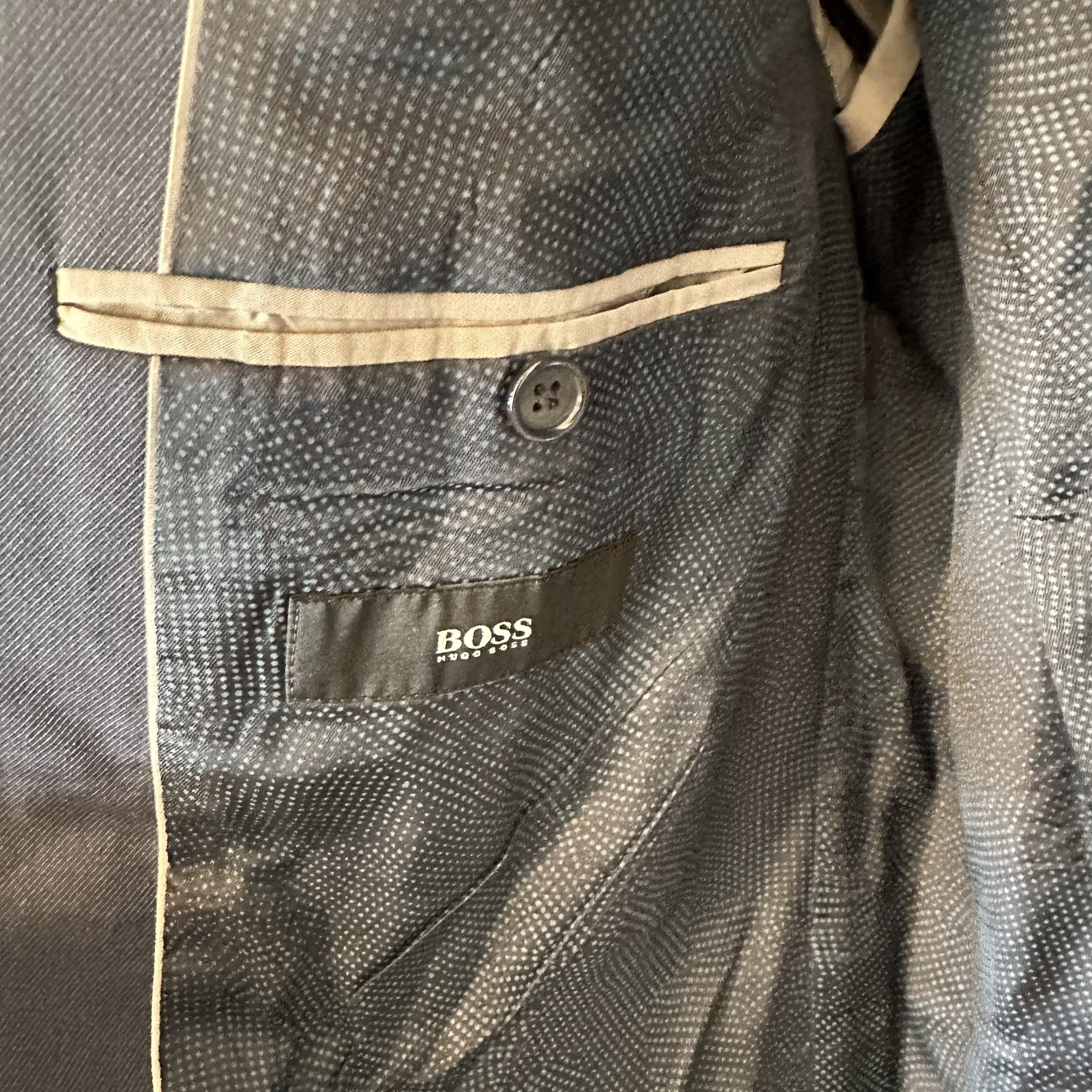 Hugo Boss Blazer Jacket Mens 44 R Navy Blue Lanificio Tesse Biella Wool thumbnail 5