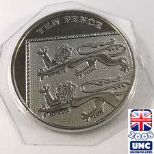 (BRILLIANT UNC) BRITISH 2008 ELIZABETH II TEN PENCE 10p coin DENT version