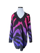 Guess Womens Ombre Zebra Print V-Neck Sweater Dress Size XS 80s Retro Glam Y2K
