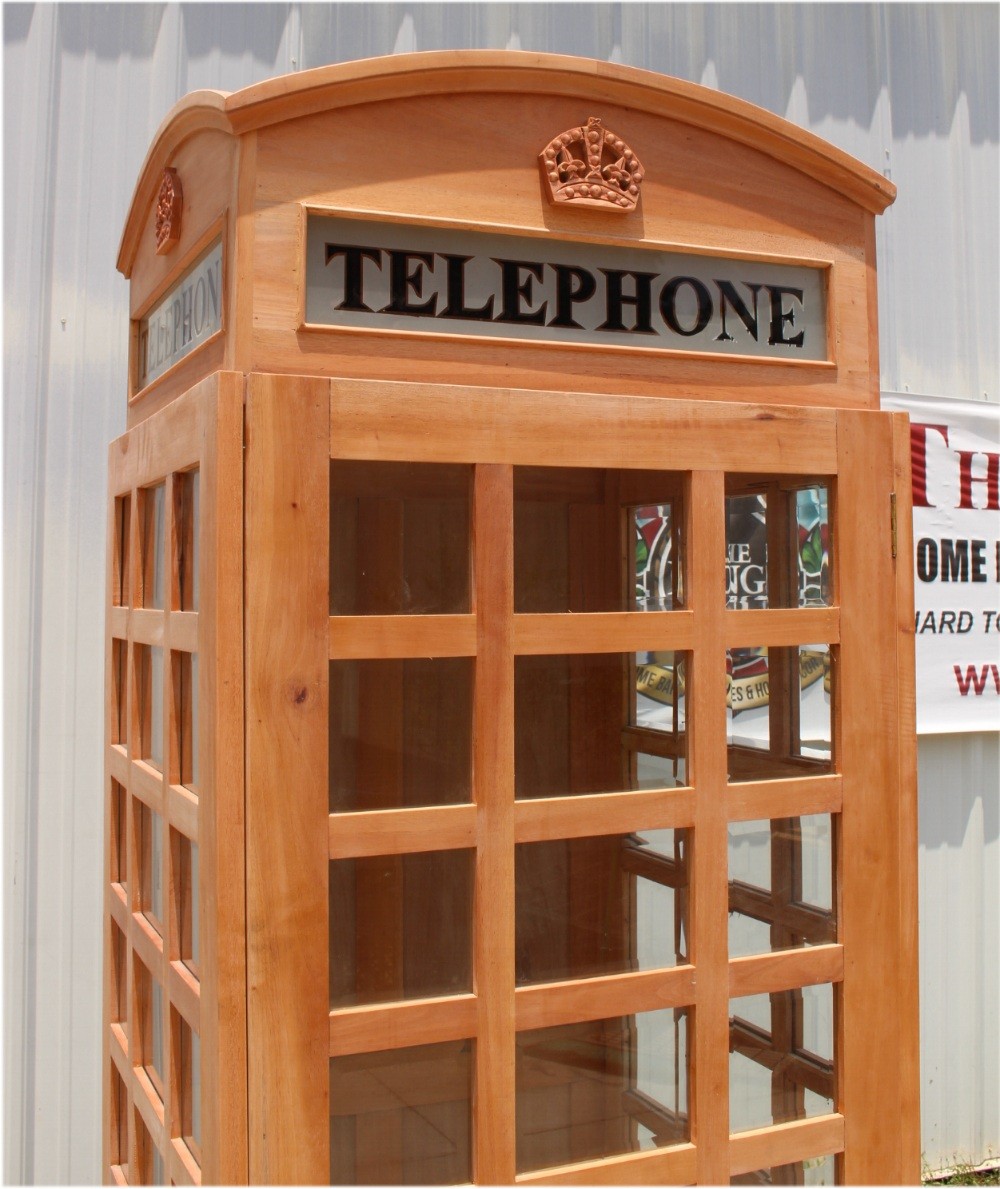 British Style Unfinished Wood Telephone Booth or Call Box