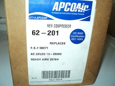 APCO AIR AC COMPRESSOR W/CLUTCH ASSY NEW 62-201 BUICK CADILLAC CHEV OLDS PONTIAC