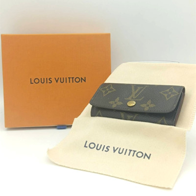 LOUIS-VUITTON key case Leather 4keyRings with Box and Dust Bag Rank AB