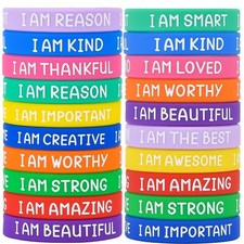 20Pcs Motivational Wristband Silicone Bracelets Inspirational Rubber Bands