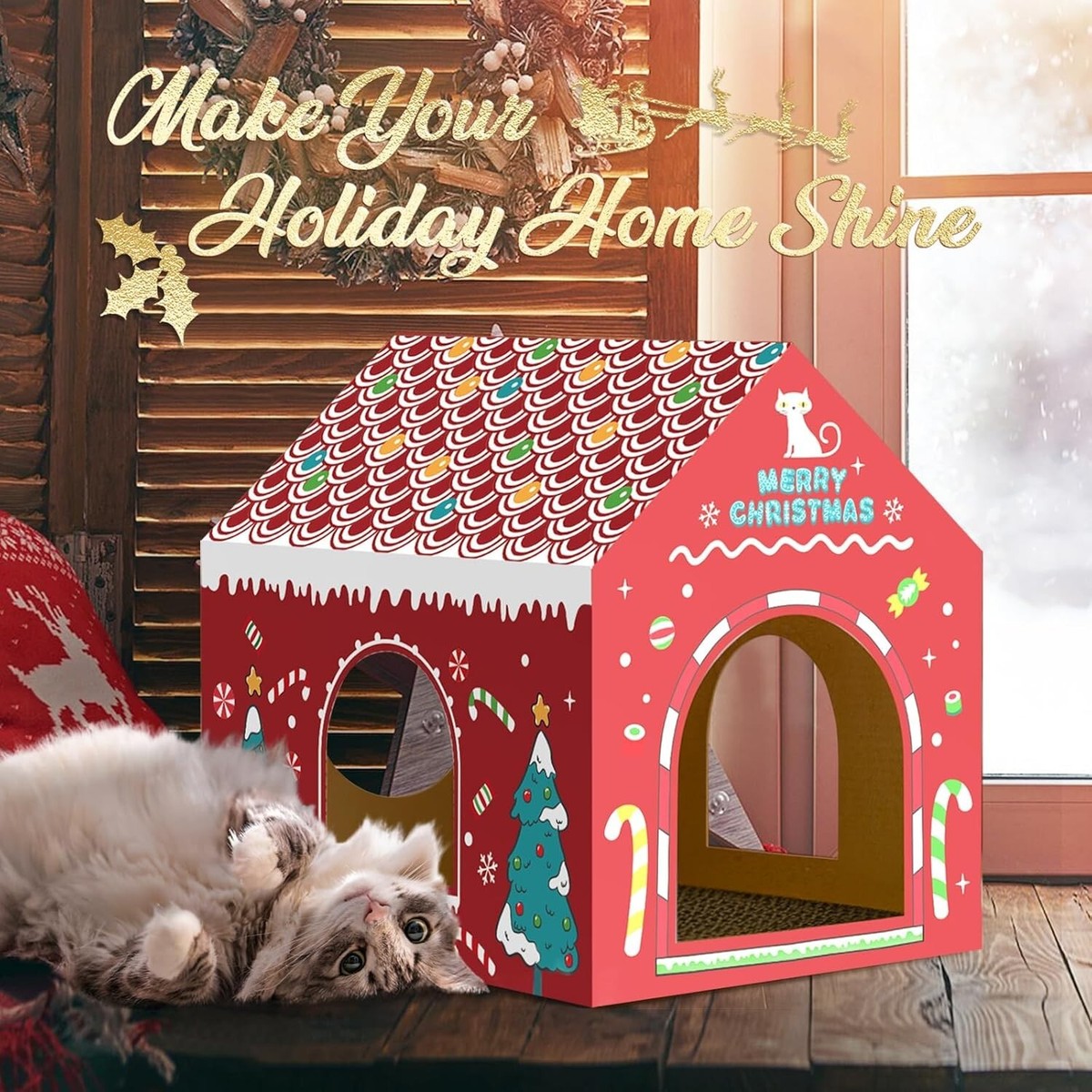 Cat Castle SEKAM Cardboard Cat House With Scratcher,