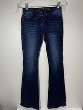 Wax Jeans Lace Up Flares Y2K Look Jeans Low Rise Size 1