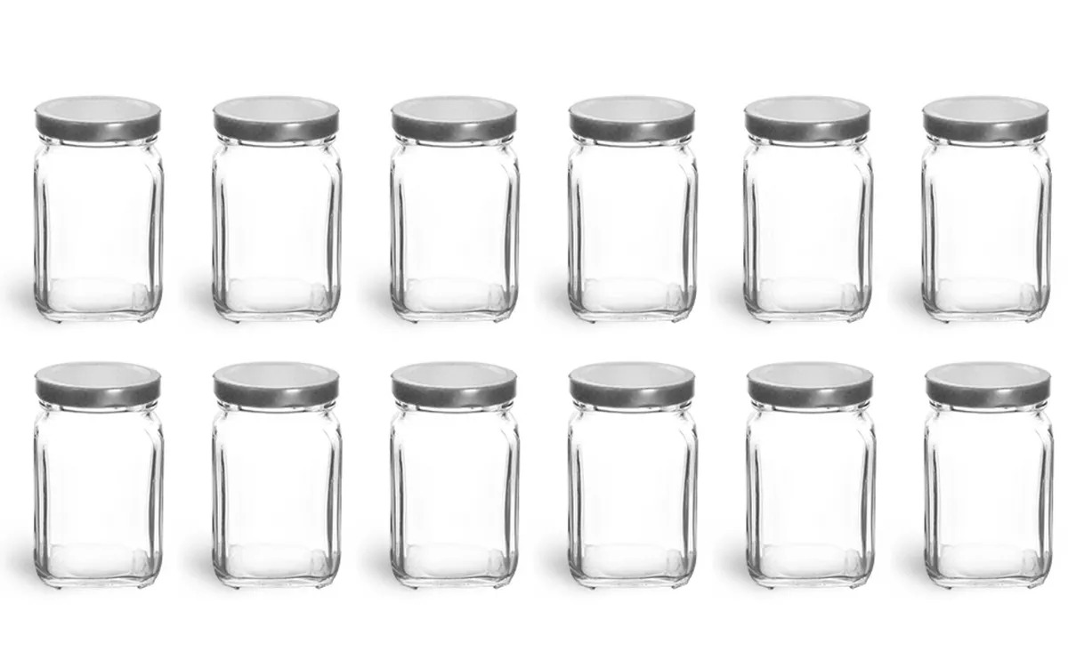 BULK - Set of 2100 - 8 oz Victorian Square Glass Jar with Lid