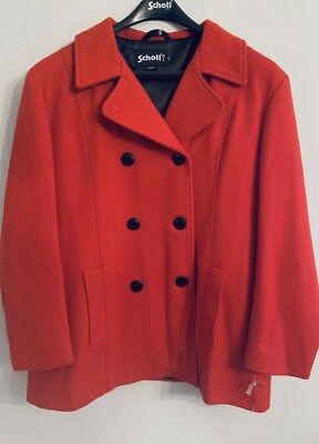 Schott NYC Red PeaCoat Double Breasted Womens Size 20 or XXL Wool Jacket NEW