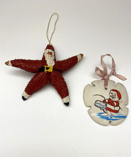 Vtg Starfish Sand Dollar Christmas Ornaments Nautical Tropical Beach Handpainted