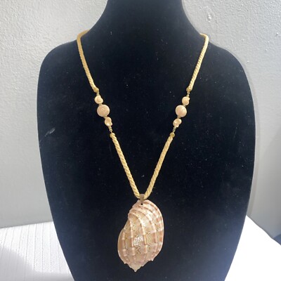 Miriam Haskell Vintage Snail Shell and Cord Necklace 16 
