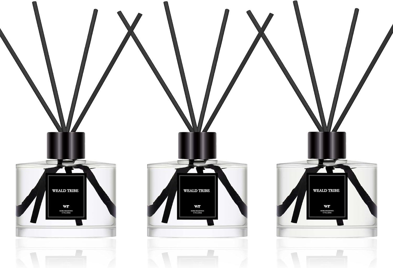 Reed Diffuser 3 Set Fresh Linen Ocean Eucalyptus Mint Scent 1.7Oz with 12 Sticks-image