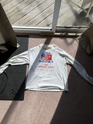 VINTAGE SHIRT USA VS SOVIET HOCKEY 1987 XL LONG SLEEVE MIRACLE ON ICE