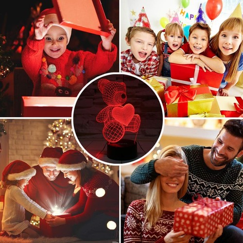 3D Night Light Touch Bedside Lamp 7 Colors Changing LED Lamps Perfect Gifts - Picture 4 of 29