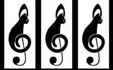 Music Note Cat Three Black Vinyl Decals Car Windows Laptop Tablet Notebook