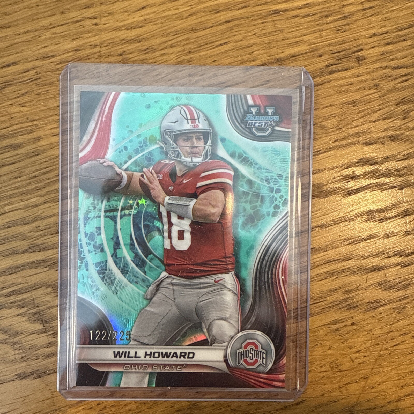 2024 Bowman Best U Will Howard Ohio State University Aqua Refractor /225 RC  #68