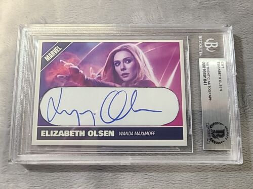 Elizabeth Olsen Signed Cut Card Wanda Card BAS 1/1 - Picture 3 of 10
