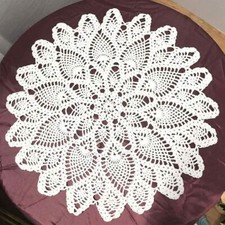23" White Vintage Hand Crochet Doily Flower Tablecloth Round Lace Table Topper