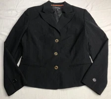 Kasper Classics Women's Striped Blazer Size 12 Black Orange Top