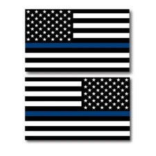 Thin Blue Line Opposing American Flag Magnet Decals 4 x 6 for Car Trucks SUV