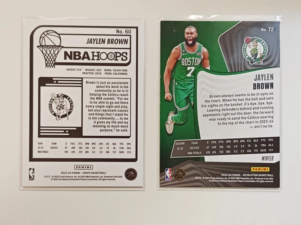 2023-24 Panini Revolution/Hoops - Winter Jaylen Brown #72 & #60 - Image 2 of 2