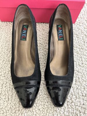 Vintage Vaneli Linen/Patent Leather Heels - Size 10
