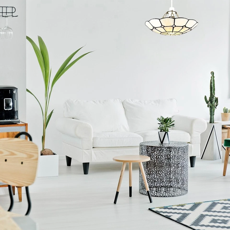 Tiffany Ceiling Light Shade Stained Glass Easy Fit Uplighter Handcrafted Lamp - Image 2 of 4