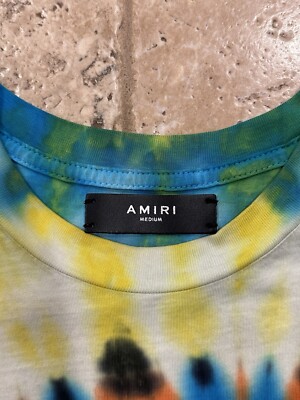 Amiri Tie-Dye Logo Multicolor Short Sleeve T-Shirt | eBay