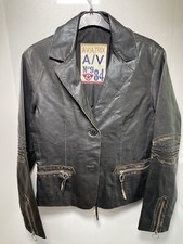 Womens Aviatrix Leather Jacket Retro Distressed Flying American Airforce Medium