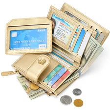 RFID Blocking Women Small Leather Wallet Credit Card Holder Mini Bifold Purse US