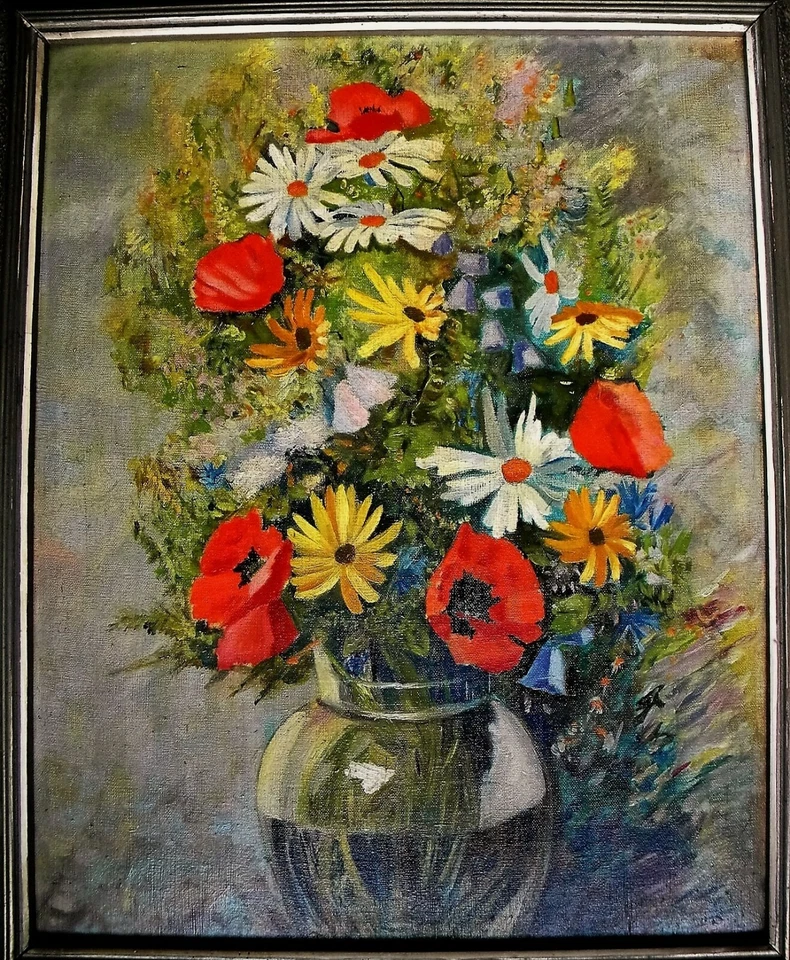 Rober Kohl AUSTRIA 1891-1944 EXCELENTE BODEGON DE FLORES OLEO/CARTON 77X65 CMS - Imagen 2 de 4