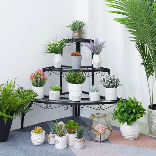 Wisfor 3 Tier Metal Plant Stand Corner Ladder Shelves Garden Flower Display Rack - Picture 2 of 13