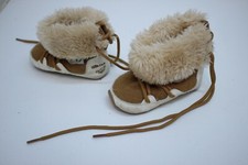 Little Bear Moccasins Boots Shoes Baby sz 1 suede fur Plush Lining 5  