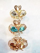 Jeweled antique gold hair claw clip with crystals
