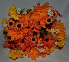 Artificial Fall Flower Bunch Silk Simply Orange Chrysanthemum Rust Daisy White