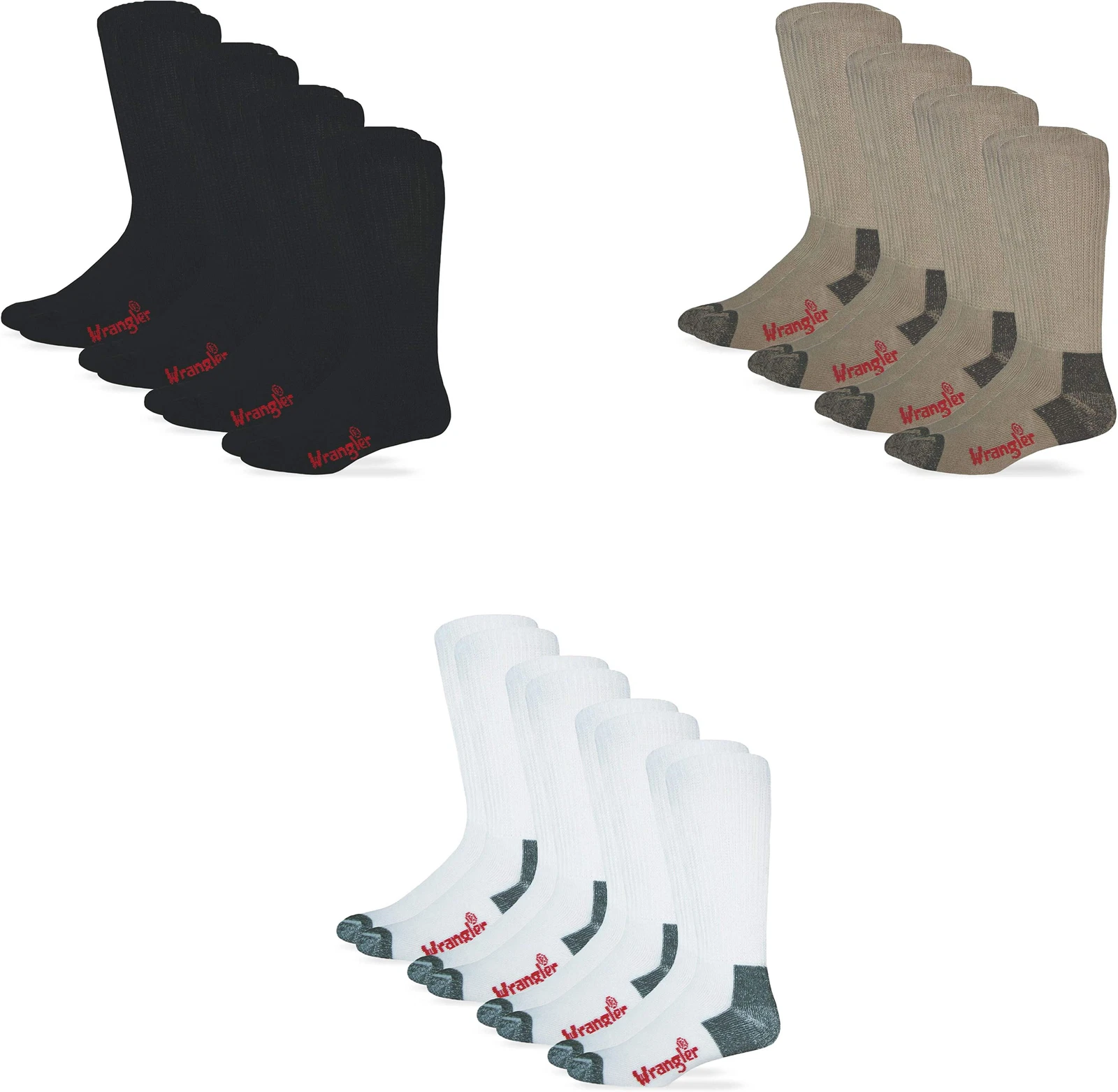 Wrangler Riggs Workwear Men's Smooth Toe Cushioned Boot Socks (4 Pairs)