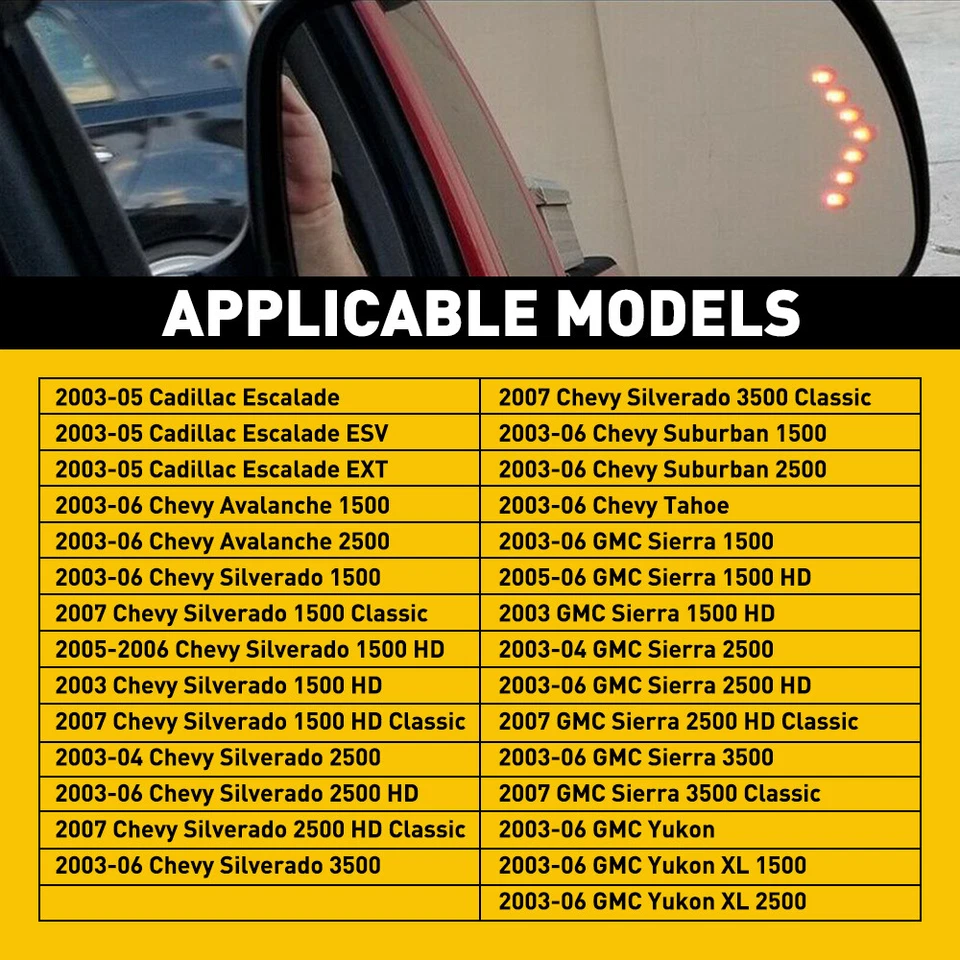 Espejo retrovisor lateral derecho pasajero vidrio calefacción coche señal de giro para GMC Yukon 2003-2006 Foto 2 de 4