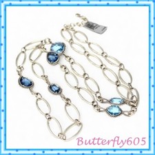 Brighton Joyful Blue Crystal Long Silver Necklace