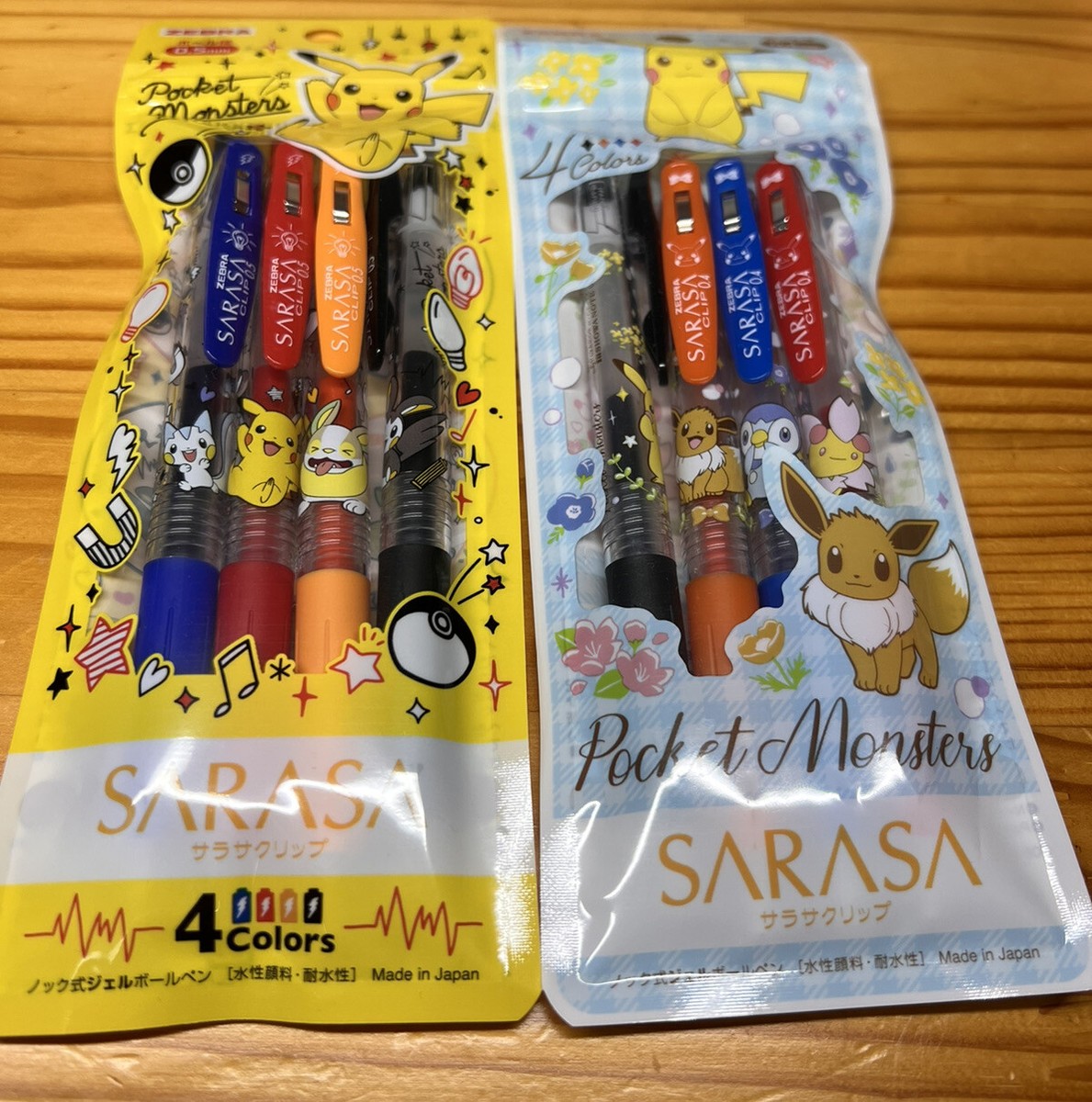 Pokémon Center PIKACHU SARASA Clip Ballpoint pen Set Of 4 x 2 PC 8