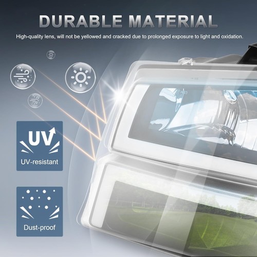 Headlight Assembly Compatible with 2003-2006 Chevy Black/Clear/Clear Led DRL - Picture 2 of 6