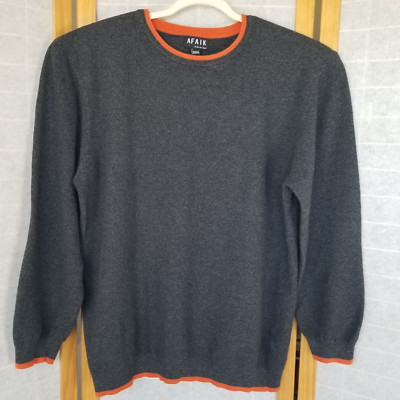 AFAIK Sweater Size XL US Dark Gray Crew Neck 100% Cotton