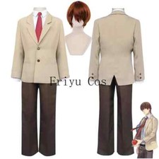 Anime Death Note Yagami Light Cosplay Costume Wig Coffee Color School Uniforms