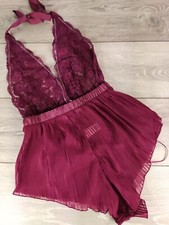 NEW Boux Avenue Floral Lace Teddy Burgundy Nightwear Size UK 6 RRP  45