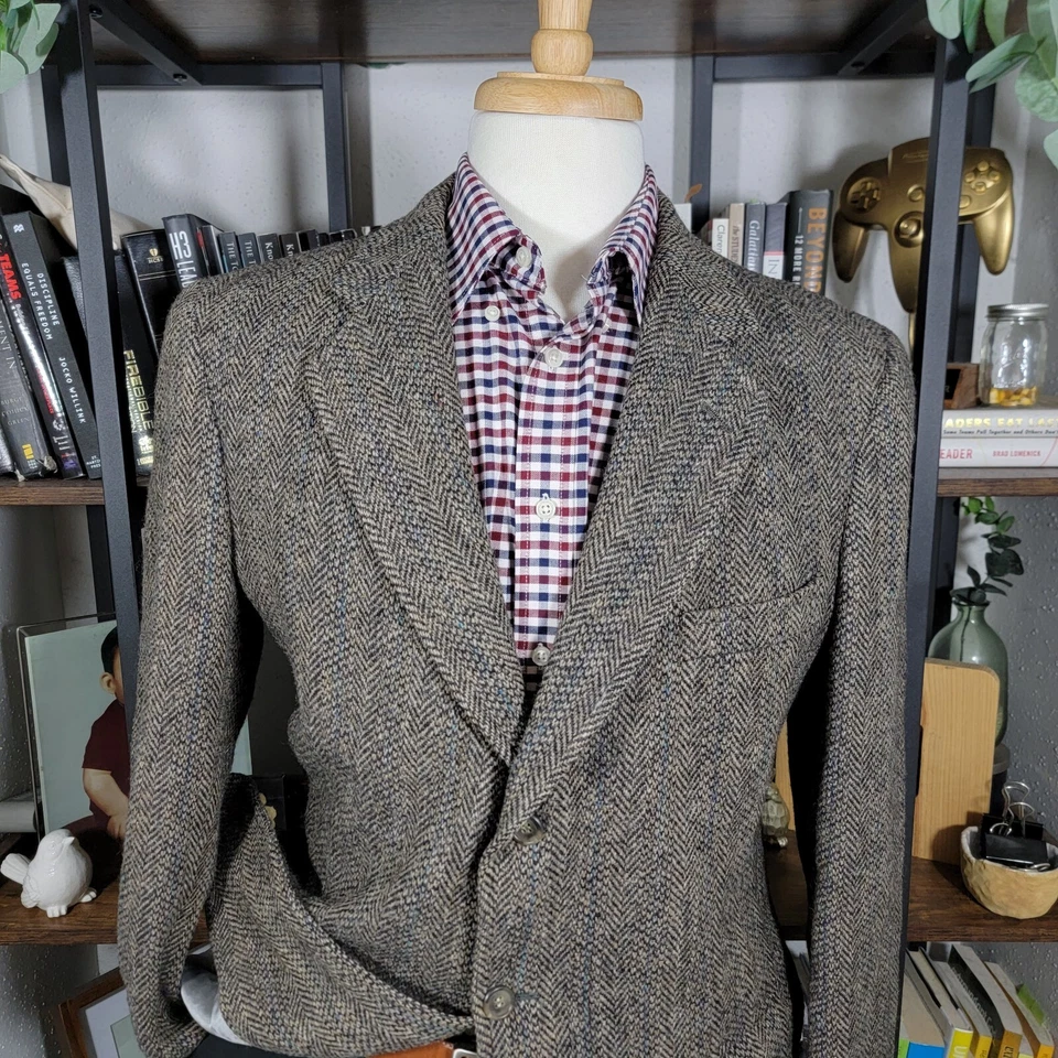 Abrigo Blazer Deportivo De Colección Jos A Bank HARRIS TWEED Tres Botones Espiga Foto 2 de 4
