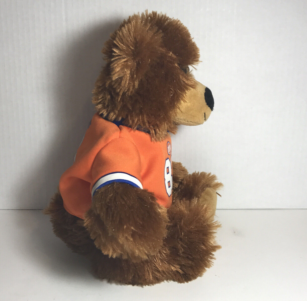 Dave And Busters Teddy Bear Stuffed Plush Brown 82 jersey 10”+ Pre- Owned.