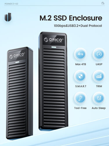 ORICO M.2 NVMe SATA SSD Gehäuse USB3.2 Gen2 10Gbps NVMe, 5Gbps SATA M/B+M-Key - Bild 2 von 13