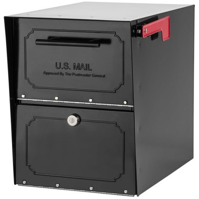 Contemporary Black Post Mount Mailbox - Oversized Design