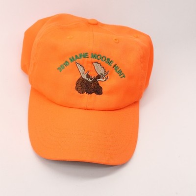 2016 Maine Moose hunt blaze Orange Hook loop back baseball cap