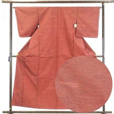 Clearance Recycled Silk Tsumugi Kimono, Red Brown, Lined, Women M